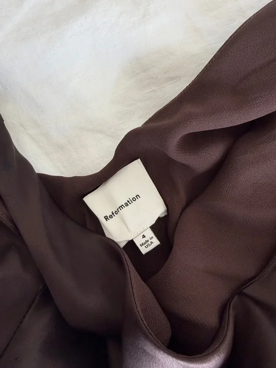 Reformation Sapphira Satin Brown Dress - Picture 7 of 8